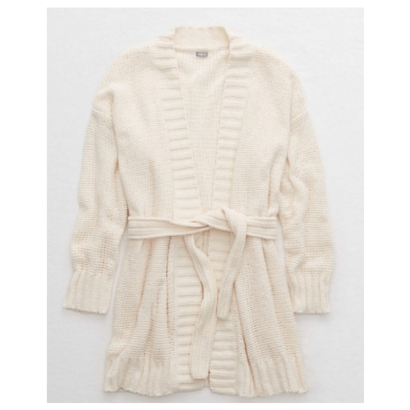 New Aerie Chenille Belted Long Cardigan 